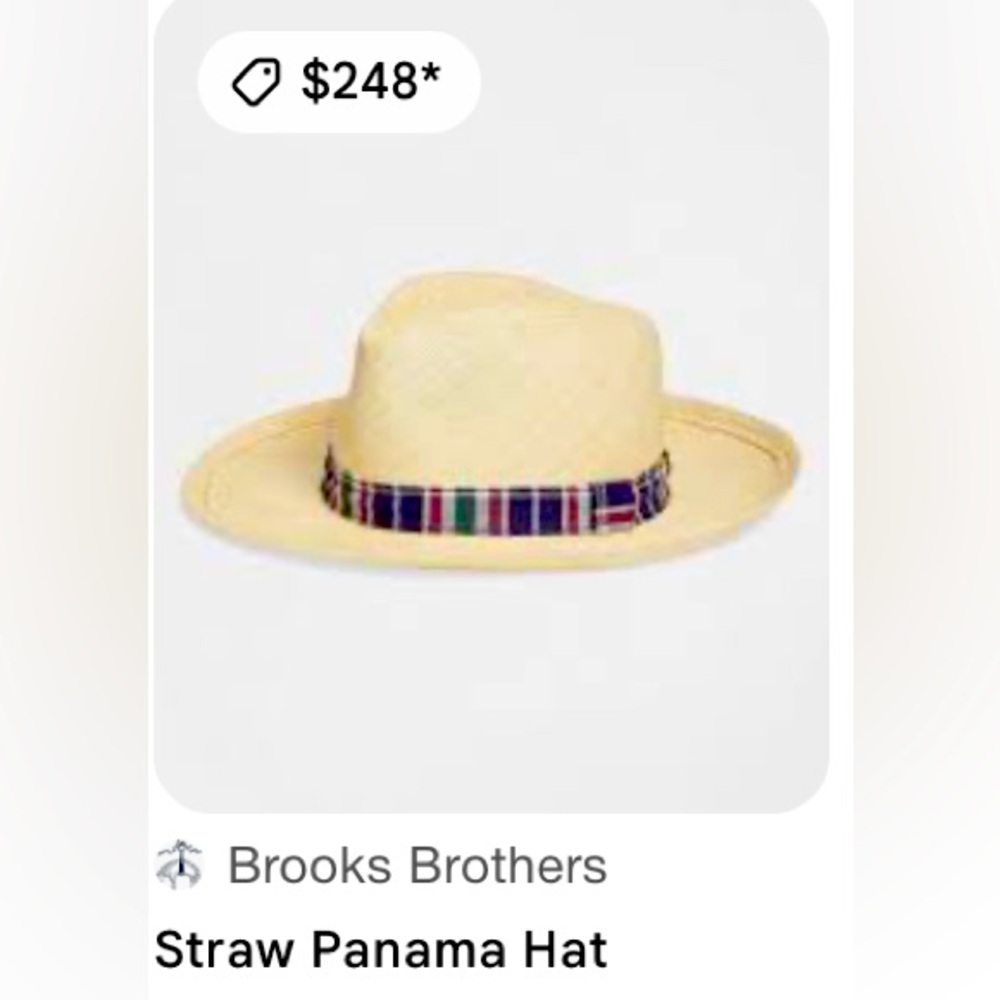 Brooks Brothers Straw Panama Fedora Hat - Picture 11 of 11